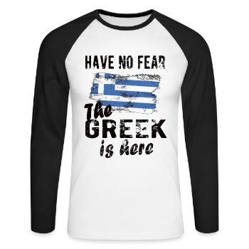 Grèce Grecque Origine Drapeau grec - T-shirt baseball manches longues Homme - blanc/noir - Devant - Nik (191cm)