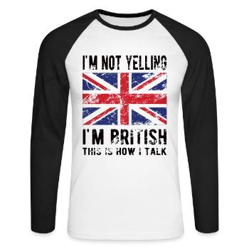 British Great Britain Origin British flag - Unisex Long Sleeve Baseball T-Shirt - white/black - Front - Nik (191cm)