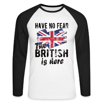 British Great Britain Origin British flag - Unisex Long Sleeve Baseball T-Shirt - white/black - Front - Nik (191cm)