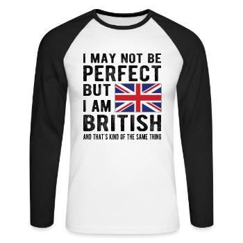 Drapeau britannique De la Grande-Bretagne Origine britannique - T-shirt baseball manches longues Homme - blanc/noir - Devant - Nik (191cm)