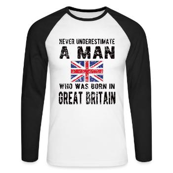 British Great Britain Origin British flag - Unisex Long Sleeve Baseball T-Shirt - white/black - Front - Nik (191cm)