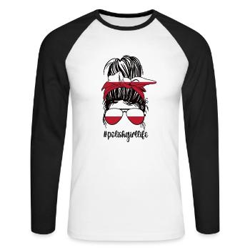 Stolze Polin Polen Flagge Polnische Wurzeln - Unisex Baseballshirt langarm - Weiß/Schwarz - Vorne - Nik (191cm)