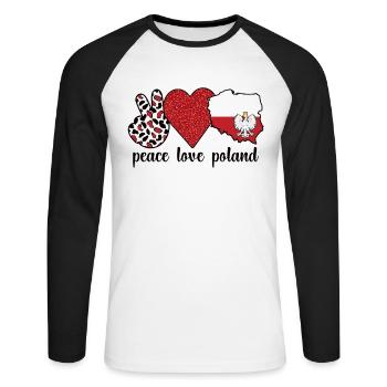 Fier Polonais Drapeau Racines Polonaises - T-shirt baseball manches longues Homme - blanc/noir - Devant - Nik (191cm)