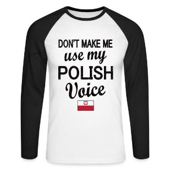 Fier Polonais Drapeau Racines Polonaises - T-shirt baseball manches longues Homme - blanc/noir - Devant - Nik (191cm)