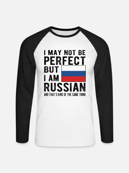 Proud Russian Russia Flag Russian of Russian Origin - Unisex Long Sleeve Baseball T-Shirt - white/black