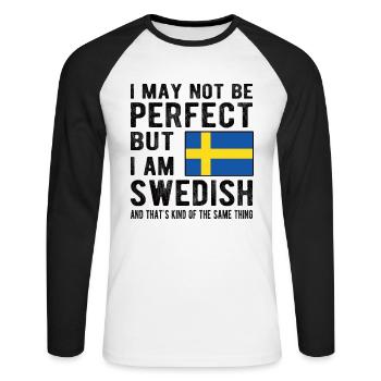 Suédois Suède Drapeau Origine suédoise - T-shirt baseball manches longues Homme - blanc/noir - Devant - Nik (191cm)