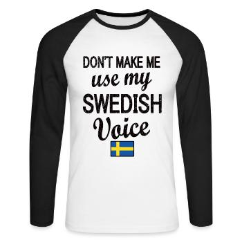 Suédois Suède Drapeau Racines suédoises - T-shirt baseball manches longues Homme - blanc/noir - Devant - Nik (191cm)