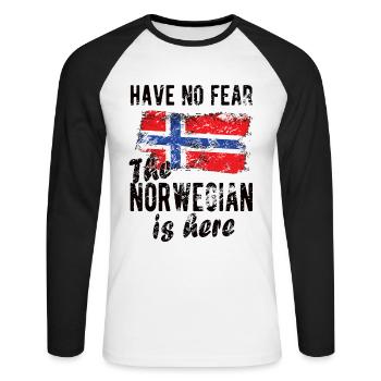 Norwegian Norway Origin Norwegian flag - Unisex Long Sleeve Baseball T-Shirt - white/black - Front - Nik (191cm)