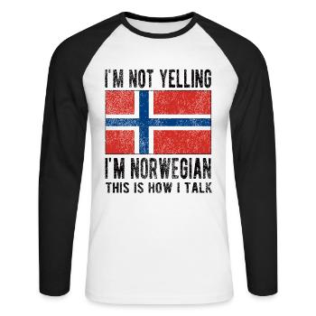 Norwegian Norway Origin Norwegian flag - Unisex Long Sleeve Baseball T-Shirt - white/black - Front - Nik (191cm)
