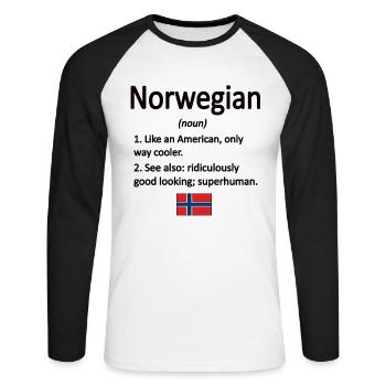 Norwegian Norway flag Norwegian roots - Unisex Long Sleeve Baseball T-Shirt - white/black - Front - Nik (191cm)