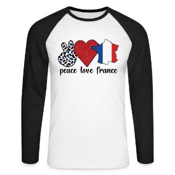Français Racines Français du drapeau de la France - T-shirt baseball manches longues Homme - blanc/noir - Devant - Nik (191cm)