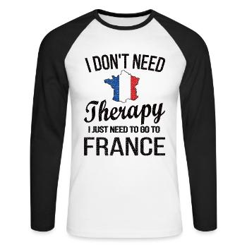 French France Origin French flag - Unisex Long Sleeve Baseball T-Shirt - white/black - Front - Nik (191cm)