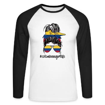 Colombia Colombia Colombian roots - Unisex Long Sleeve Baseball T-Shirt - white/black - Front - Nik (191cm)