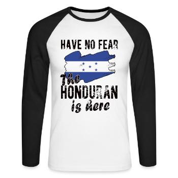 Fier drapeau hondurien du Honduras - T-shirt baseball manches longues Homme - blanc/noir - Devant - Nik (191cm)