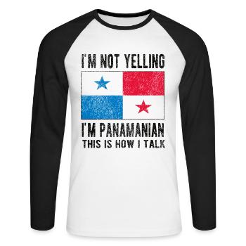 Panama Panama Origin Panamanian flag - Unisex Long Sleeve Baseball T-Shirt - white/black - Front - Nik (191cm)