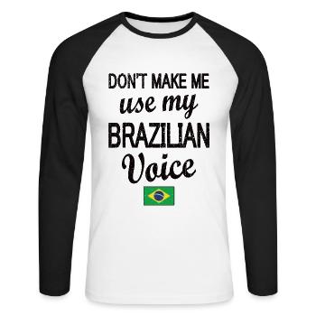 Brésil Brésil Racines brésiliennes - T-shirt baseball manches longues Homme - blanc/noir - Devant - Nik (191cm)