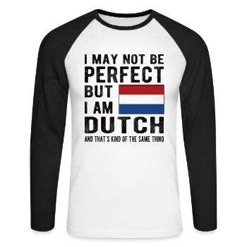 Dutch Netherlands Dutch origin - Unisex Long Sleeve Baseball T-Shirt - white/black - Front - Nik (191cm)