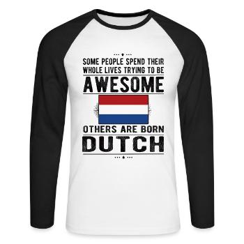 Dutch Netherlands Dutch origin - Unisex Long Sleeve Baseball T-Shirt - white/black - Front - Nik (191cm)