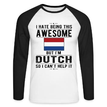 Dutch Netherlands Dutch origin - Unisex Long Sleeve Baseball T-Shirt - white/black - Front - Nik (191cm)