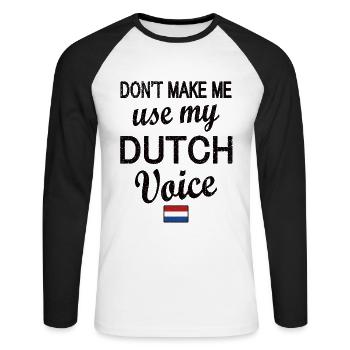 Dutch Netherlands Dutch roots - Unisex Long Sleeve Baseball T-Shirt - white/black - Front - Nik (191cm)