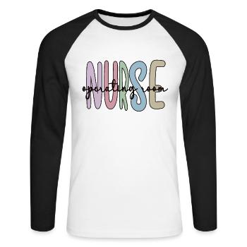 Surgical Nurse Surgical Nurse Nurse - Unisex Long Sleeve Baseball T-Shirt - white/black - Front - Nik (191cm)