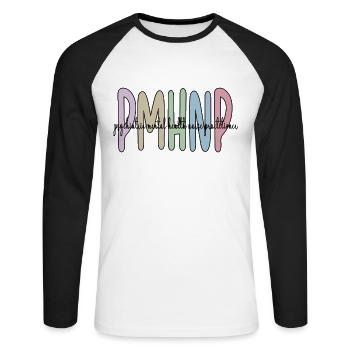 PMHNP Certified Psychiatric Nurse - Unisex Long Sleeve Baseball T-Shirt - white/black - Front - Nik (191cm)