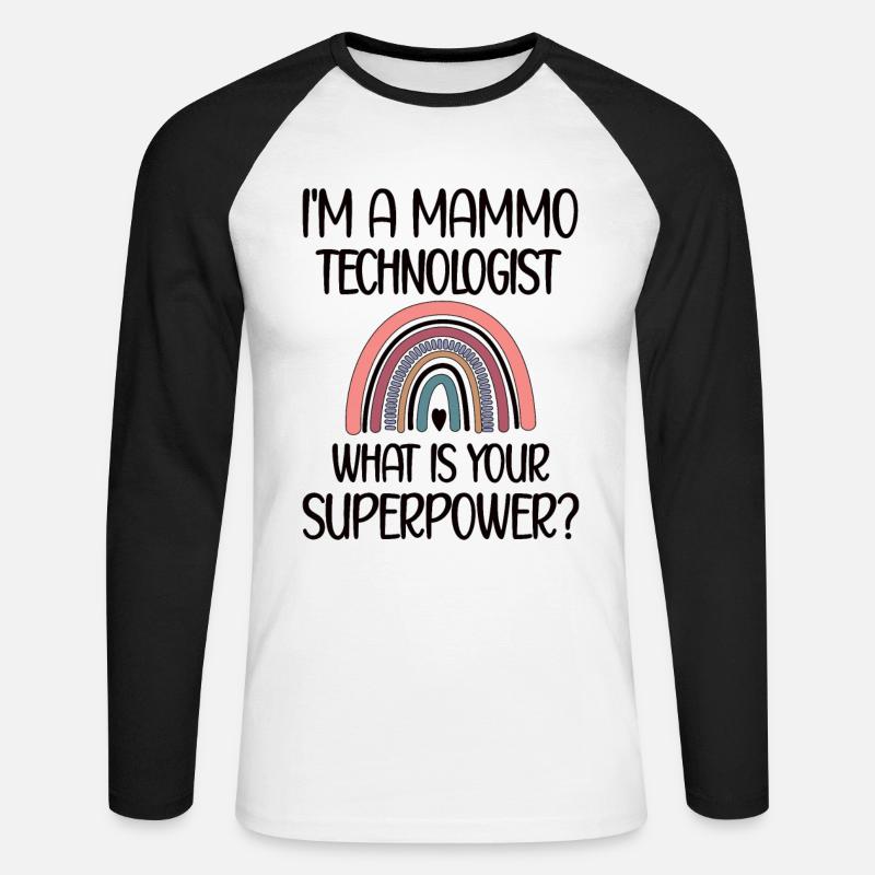 Mammo Tech Recognition Mammography Technician - Unisex Long Sleeve Baseball T-Shirt - white/black