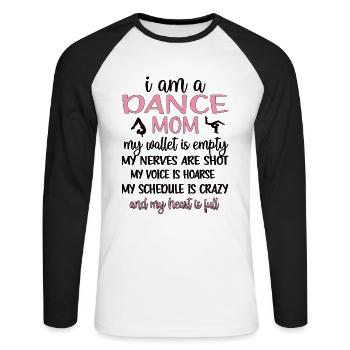 Danseuse Mère Danse Maman Maman Par Danseuse Maman - T-shirt baseball manches longues Homme - blanc/noir - Devant - Nik (191cm)