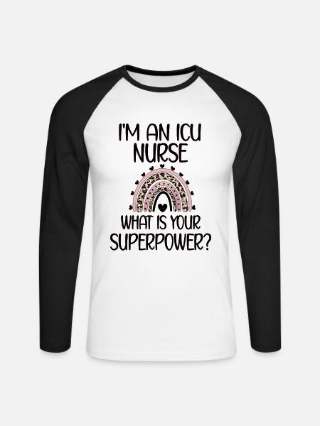 ICU Krankenpfleger Intensivkrankenschwester - Unisex Baseballshirt langarm - Weiß/Schwarz