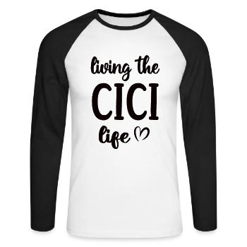 Beste Cici Oma Muttertag Cici Großmutter - Unisex Baseballshirt langarm - Weiß/Schwarz - Vorne - Nik (191cm)