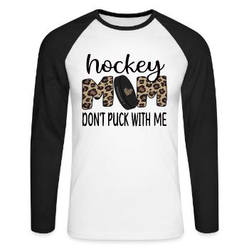Stolze Eishockey Mama Von Eishockeyspieler Mutter - Unisex Baseballshirt langarm - Weiß/Schwarz - Vorne - Nik (191cm)