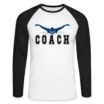 Schwimmtrainer Trainer Schwimmverein Schwimmcoach - Unisex Baseballshirt langarm - Weiß/Schwarz - Vorne - Nik (191cm)