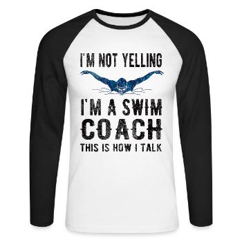 Schwimmtrainer Trainer Von Schwimmer Schwimmcoach - Unisex Baseballshirt langarm - Weiß/Schwarz - Vorne - Nik (191cm)