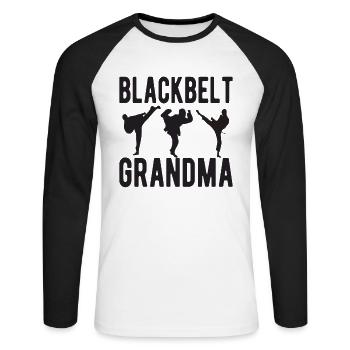 Black Belt Karate Grandma Karate Grandmother - Unisex Long Sleeve Baseball T-Shirt - white/black - Front - Nik (191cm)