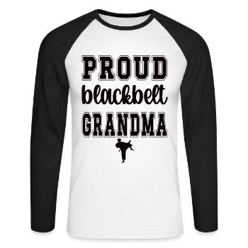 Black Belt Karate Grandma Karate Grandmother - Unisex Long Sleeve Baseball T-Shirt - white/black - Front - Nik (191cm)