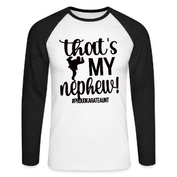 Meilleur cadeau de tante de karaté Fière tante de karaté - T-shirt baseball manches longues Homme - blanc/noir - Devant - Nik (191cm)