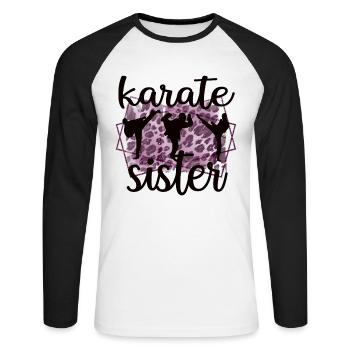 Cadeau de soeur de karaté fier de soeur de karaté - T-shirt baseball manches longues Homme - blanc/noir - Devant - Nik (191cm)