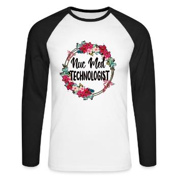 Medical Radiology Technologist Nuclear Medicine - Unisex Long Sleeve Baseball T-Shirt - white/black - Front - Nik (191cm)