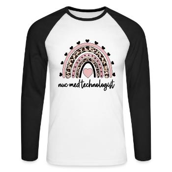 Medical Radiology Technologist Nuclear Medicine - Unisex Long Sleeve Baseball T-Shirt - white/black - Front - Nik (191cm)
