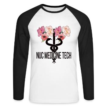 Medical Radiology Technologist Nuclear Medicine - Unisex Long Sleeve Baseball T-Shirt - white/black - Front - Nik (191cm)