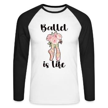 Ballet Dancer Gift Ballerina Ballet Dancer - Unisex Long Sleeve Baseball T-Shirt - white/black - Front - Nik (191cm)