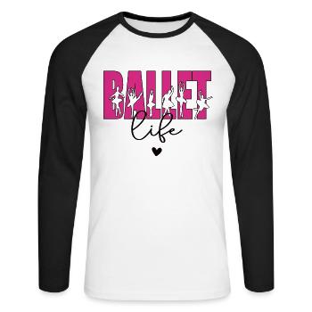 Ballet Dancer Gift Ballerina Ballet Dancer - Unisex Long Sleeve Baseball T-Shirt - white/black - Front - Nik (191cm)