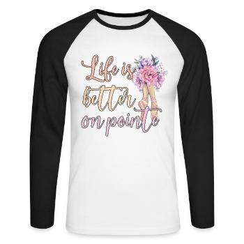 danseuse de ballet ballerine ballet danse ballerine - T-shirt baseball manches longues Homme - blanc/noir - Devant - Nik (191cm)