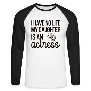 Théâtre Maman d’une Mère Actrice de Théâtre - T-shirt baseball manches longues Homme - blanc/noir - Devant - Nik (191cm)