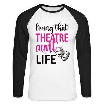 Théâtre Tante Fière Théâtre Acteurs Tante - T-shirt baseball manches longues Homme - blanc/noir - Devant - Nik (191cm)