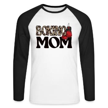 Cadeau de maman de boxe Maman de boxe fière de Boxer Mama - T-shirt baseball manches longues Homme - blanc/noir - Devant - Nik (191cm)