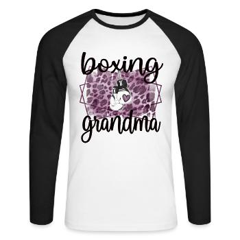 Boxoma Geschenk Box-Großmutter Stolze Boxer Oma - Unisex Baseballshirt langarm - Weiß/Schwarz - Vorne - Nik (191cm)