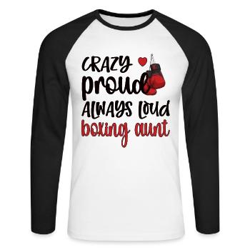 Boxing Aunt Gift Box Aunt By Boxer Proud Aunt - Unisex Long Sleeve Baseball T-Shirt - white/black - Front - Nik (191cm)