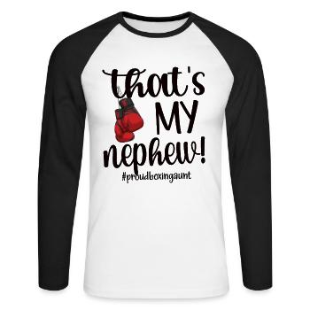 Boxing Aunt Gift Box Aunt By Boxer Proud Aunt - Unisex Long Sleeve Baseball T-Shirt - white/black - Front - Nik (191cm)