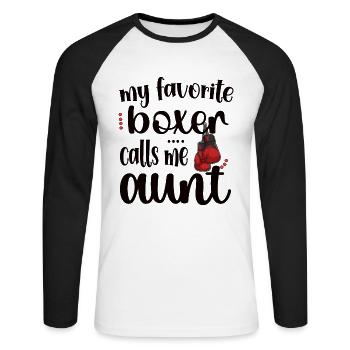 Boxing Aunt Gift Box Aunt By Boxer Proud Aunt - Unisex Long Sleeve Baseball T-Shirt - white/black - Front - Nik (191cm)